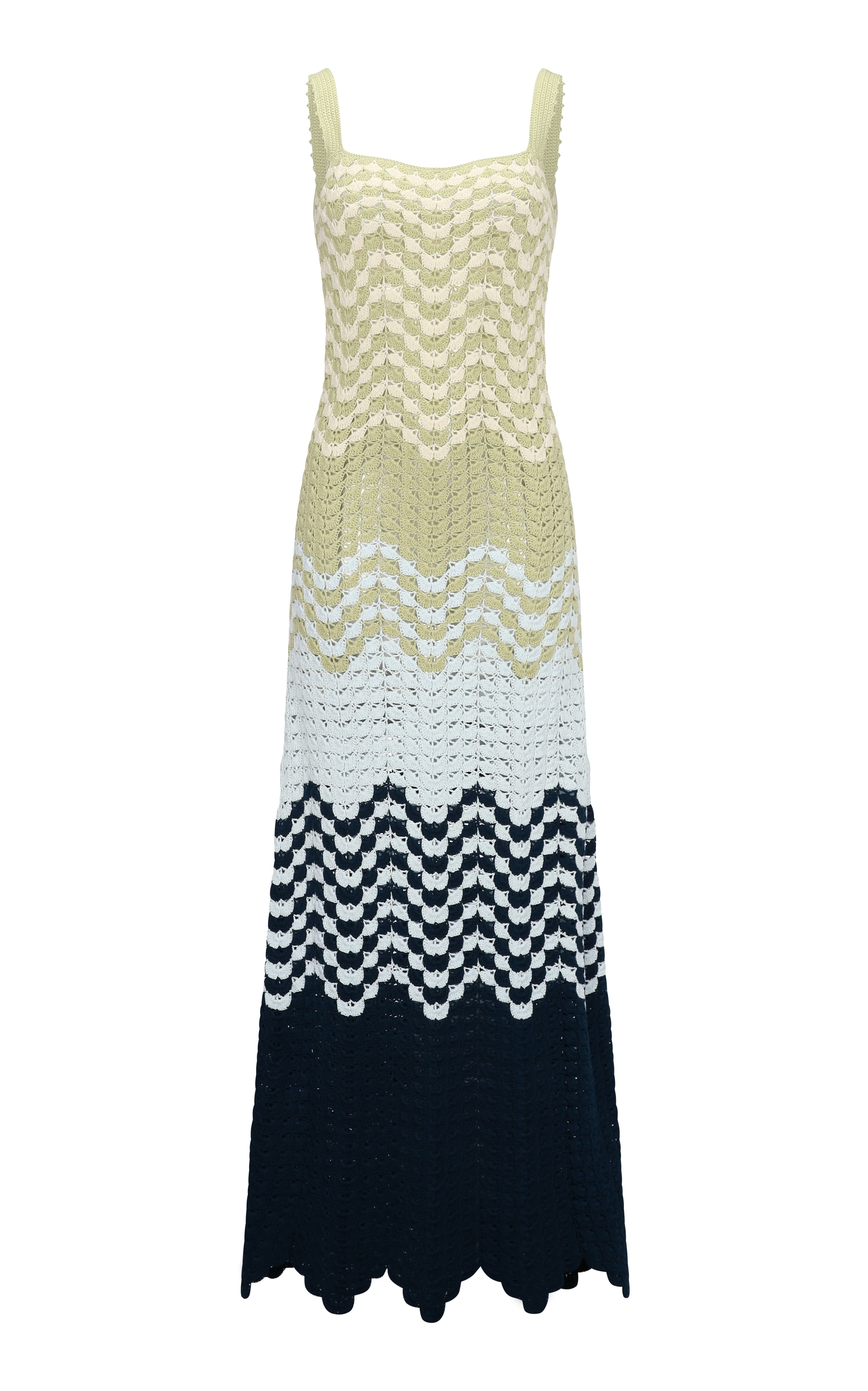 marea maxi dress ESCVDO Marea Striped Crocheted Cotton Maxi Dress - Women - Orange Dresses