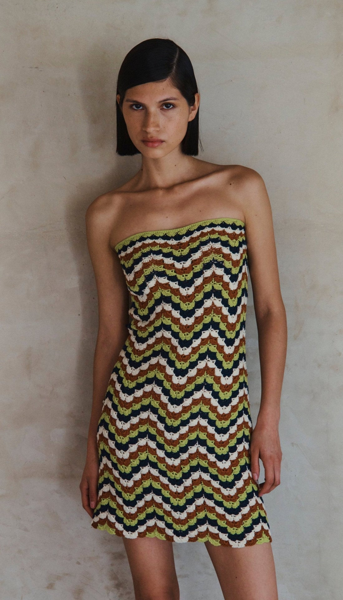 MAREA STRAPLESS MINI DRESS | LIME GREEN