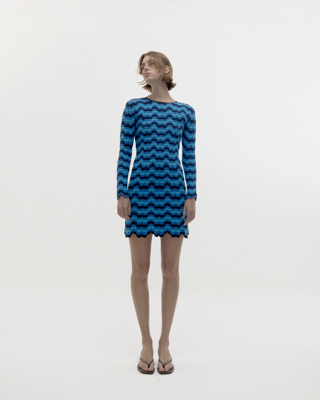 SOLANA Long Sleeve Mini Dress | Blues