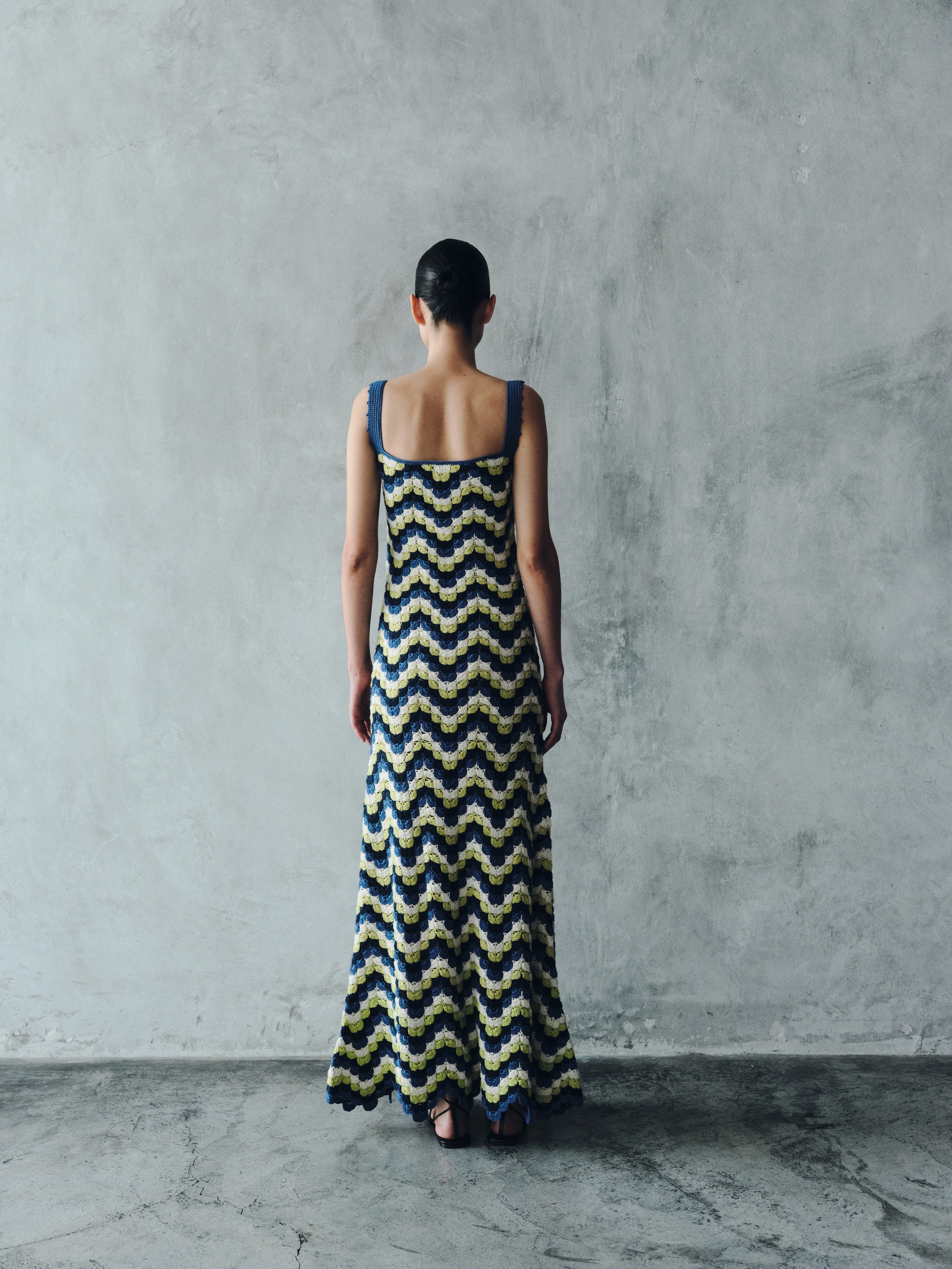 【ANDMARY】Layered crochet dress (LVD, F) MAREA CROCHET MAXI DRESS | BLUES - LIME GREEN – ESCVDO