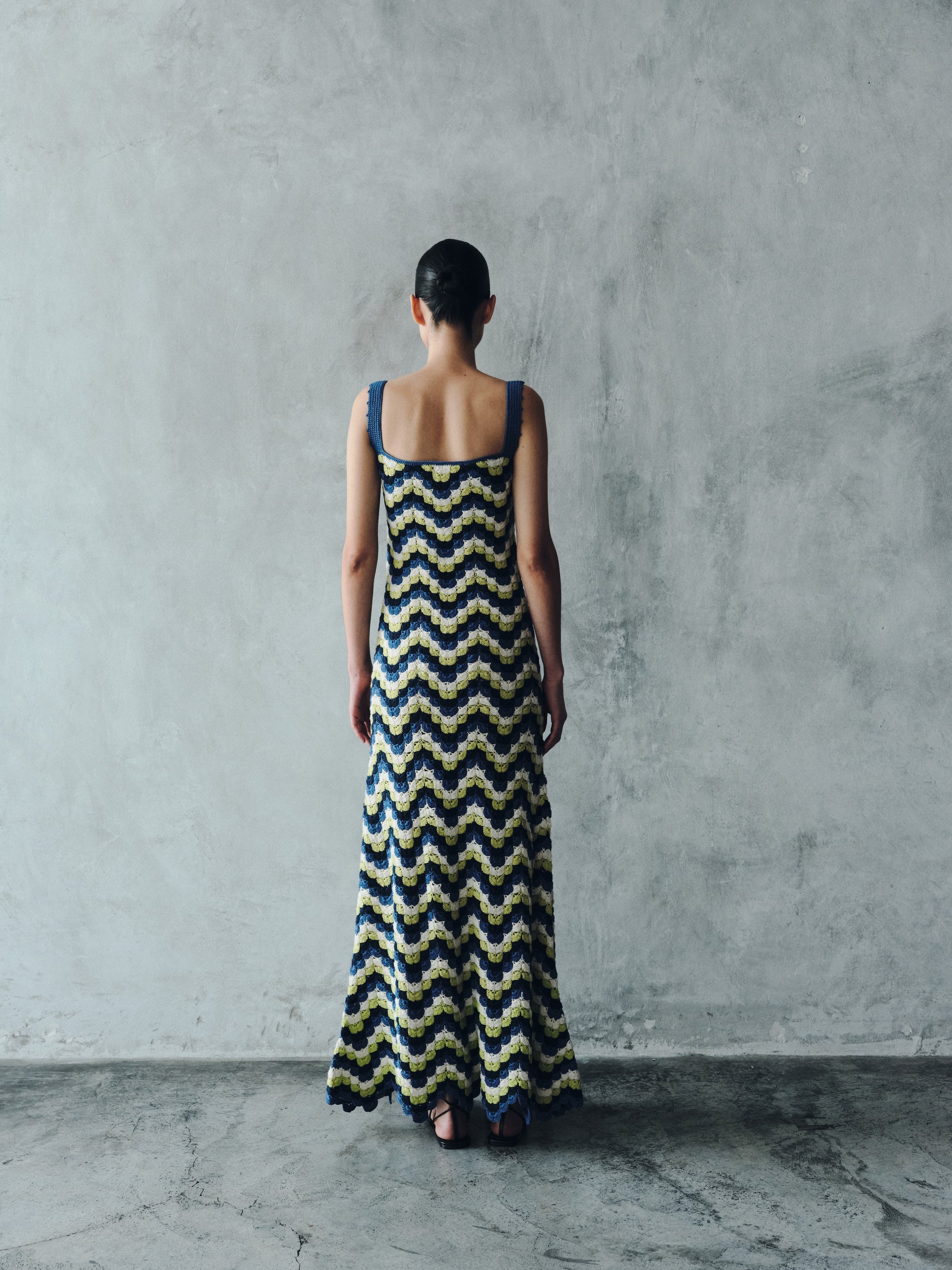 Marea Crochet Maxi Dress | Blues - Lime Green S Marea Crochet Maxi Dress | Blues - Lime Green S