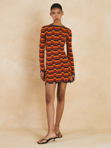 SOLANA Mini Dress | Orange / Cobalt Blue