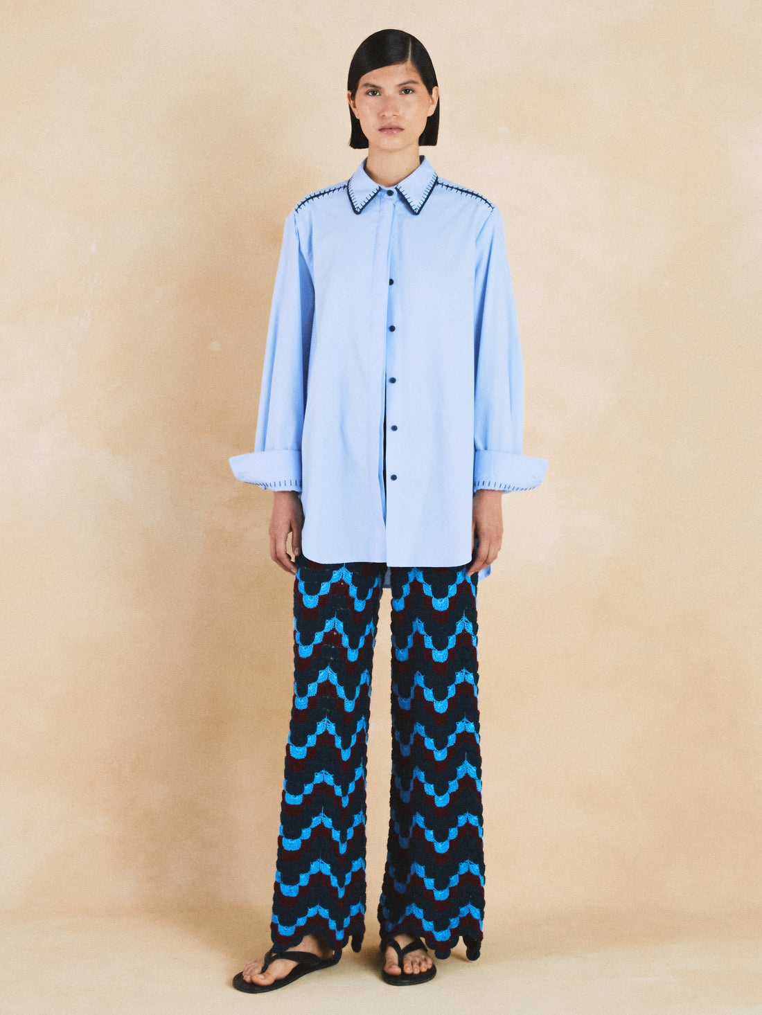 SAFI Crochet Pants | Blues / Red Wine