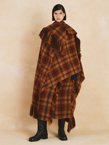 TERRENAL Shawl | Brown / Cobalt Blue