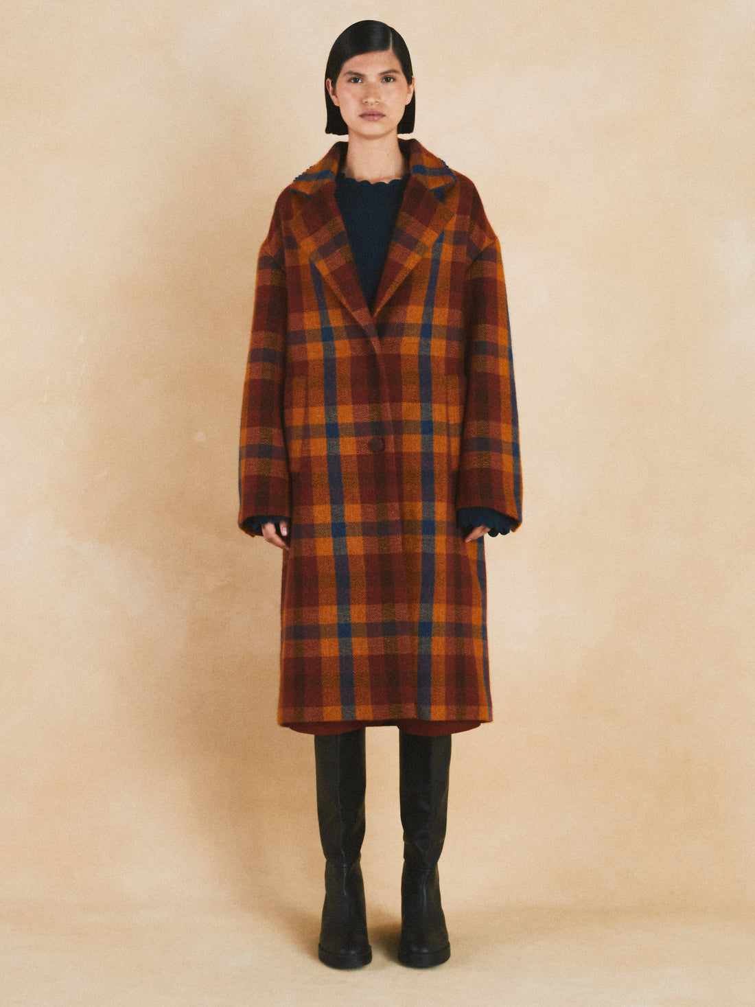 TERRENAL Coat | Brown / Cobalt Blue