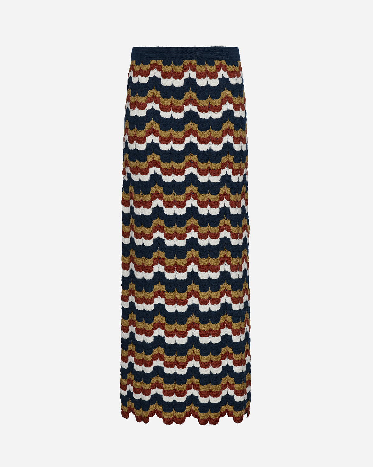 Lucero Midi Skirt in Cobalt Multicolor, hand-crocheted Pima cotton by ESCVDO