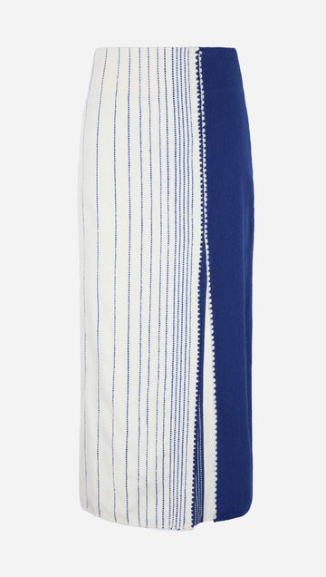 PABLITO MIDI SKIRT | BLUE - IVORY