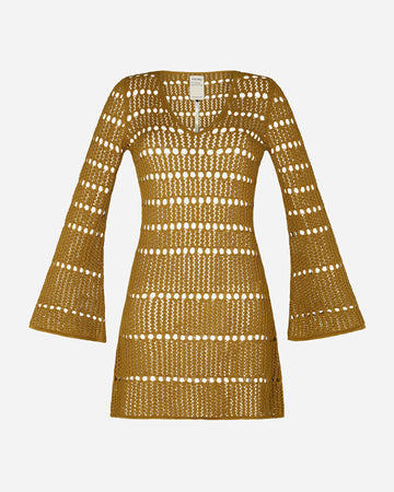 MISHI KNITTED MINI DRESS | GOLDEN