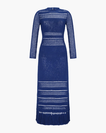 aqua crochet midi dress Andreeva AQUA SHELL HANDMADE MAXI CROCHET DRESS
