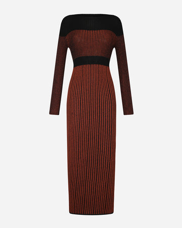 RAAKU MAXI DRESS | BROWN - BLACK