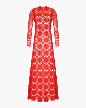 SIULA CROCHET MAXI DRESS | TANGERINE ESCVDO SIULA CROCHET MAXI DRESS | TANGERINE ESCVDO