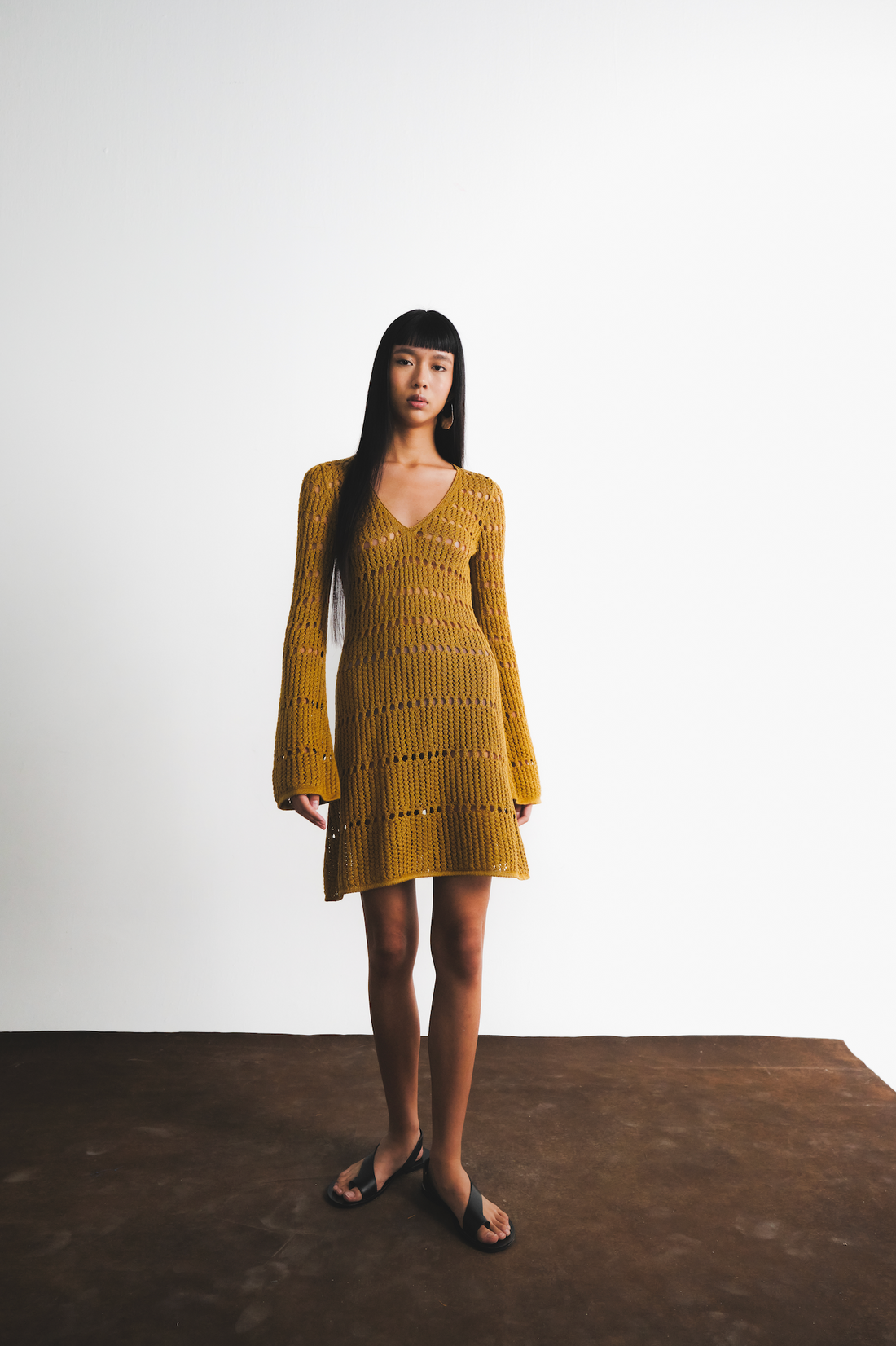 MISHI KNITTED MINI DRESS | GOLDEN