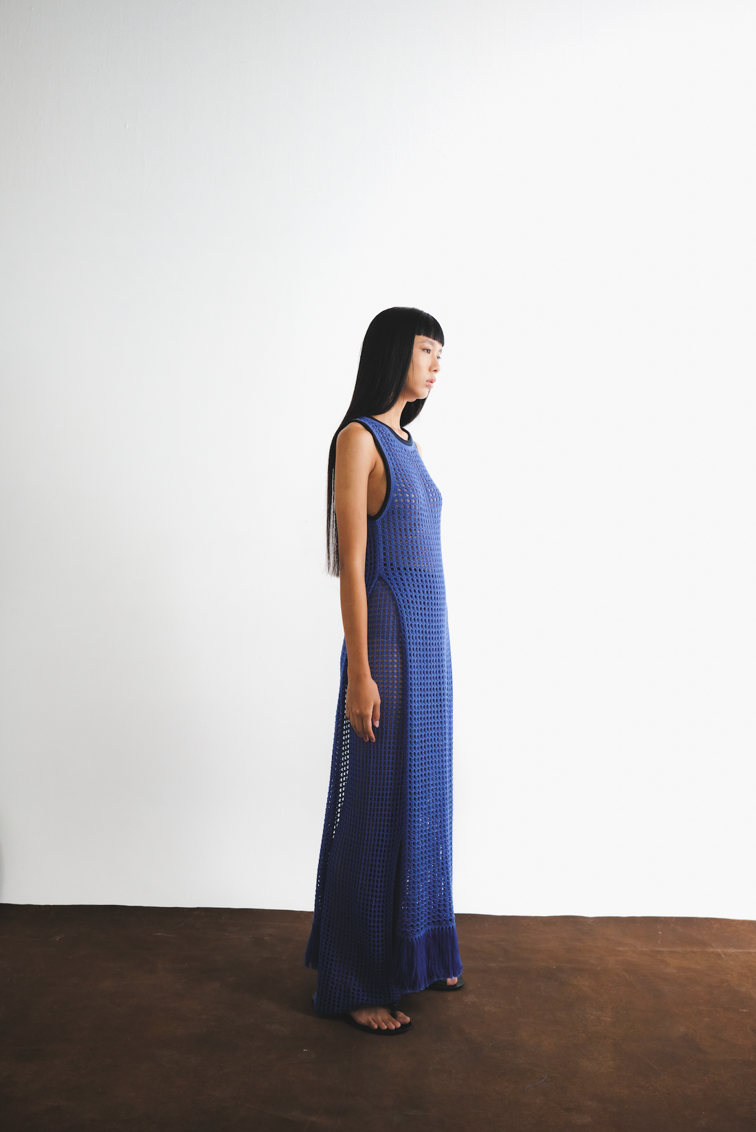 ATUQ KNITTED VEST DRESS| BLUE