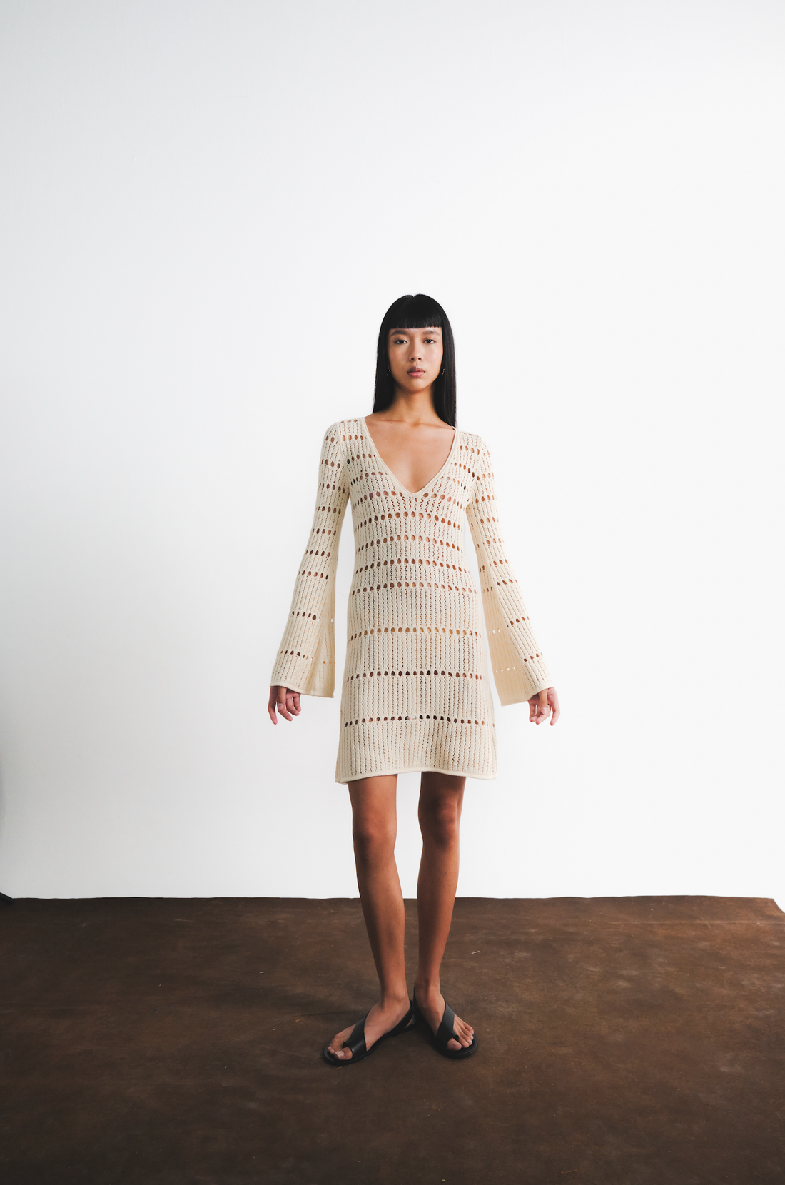 MISHI KNITTED MINI DRESS | IVORY