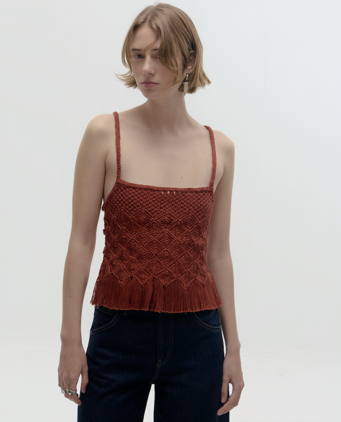CANTOR Macramé Top | Tobacco