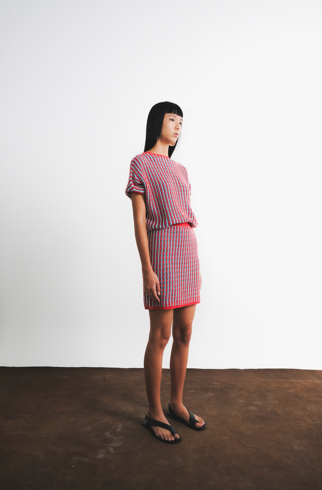 MITO KNITTED BLOUSE | RED & CIAN