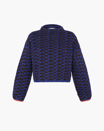 VILCANOTA SWEATER | ELECTRIC BLUE - CHOCOLATE - ORANGE