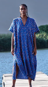 HAMACA MIDI TUNIC | BLUE/PEACH