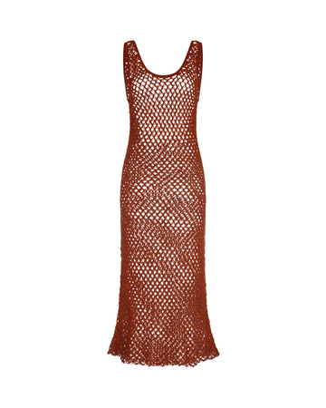 Illapa Crochet Midi Dress | tobacco-Brown Xs Illapa Crochet Midi Dress | tobacco-Brown Xs