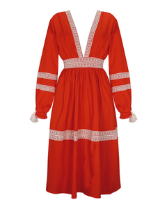 VOLTA MIDI DRESS | TANGERINE